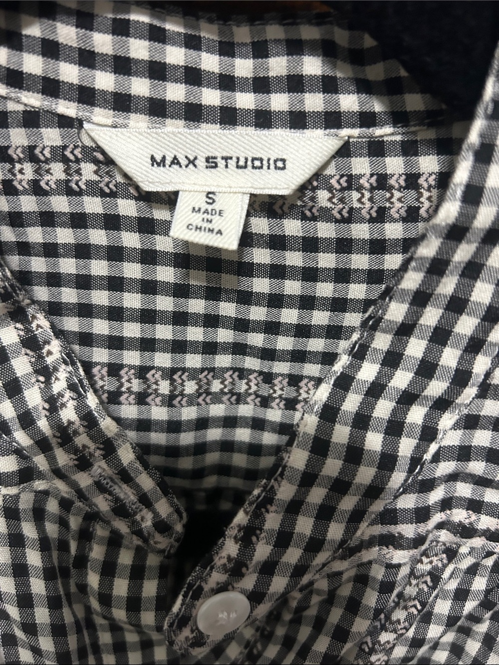 Max Studio Black and White Gingham Button-Down Blouse - Picture 2 of 5